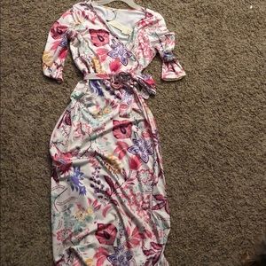 Faux wrap maxi dress